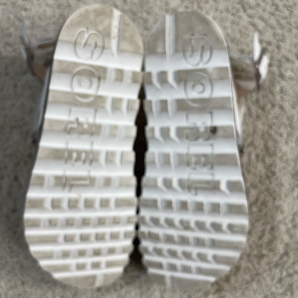Sorel White Leather Platform Sandals with Pink Footbed - Picture 7 of 7